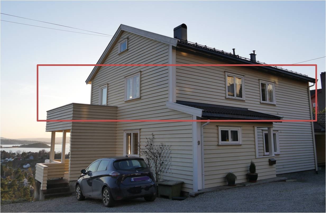 Leilighet markert i rødt